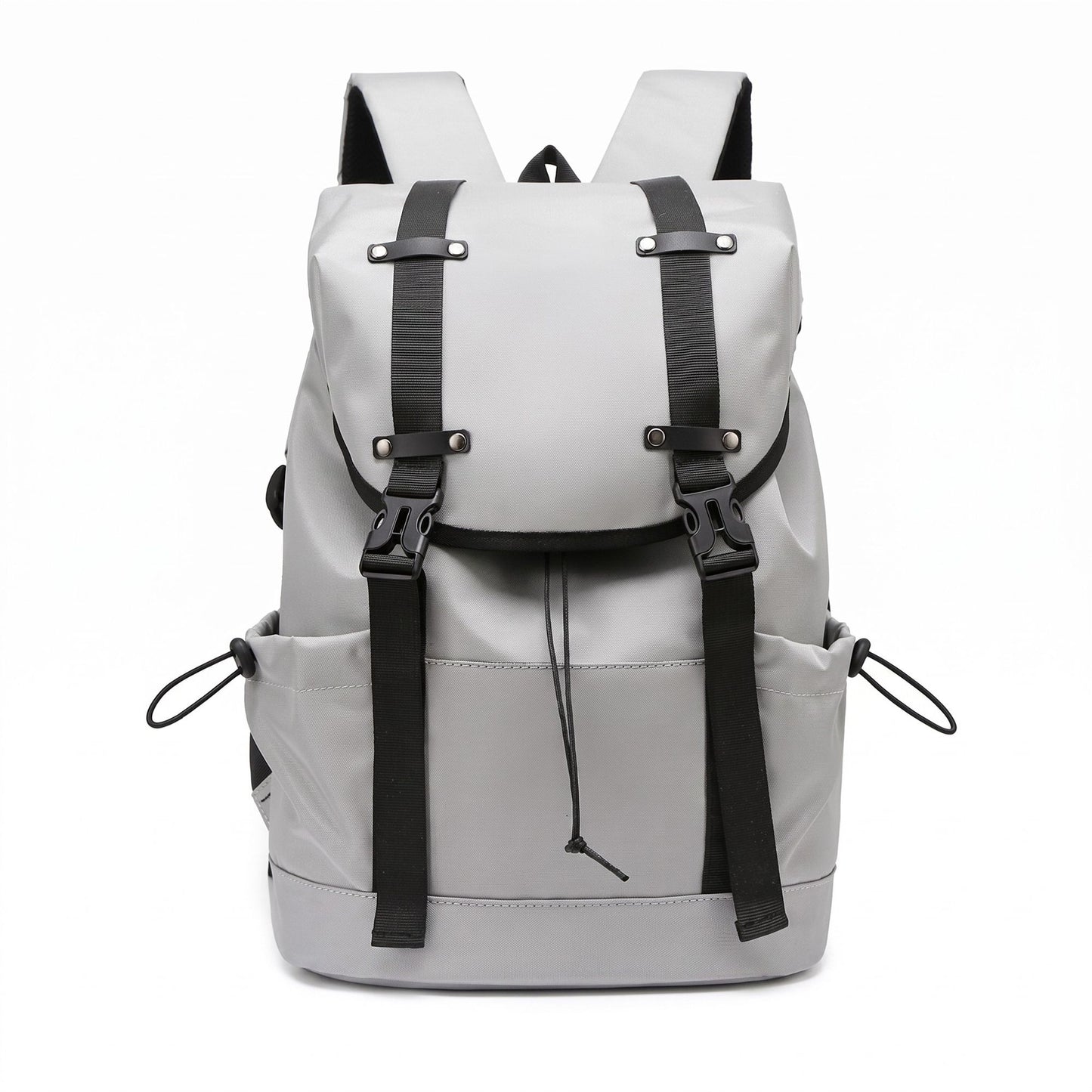 Large Flap Backpack with Drawstring Closure Buckle Straps Side Pockets and Padded Shoulder Straps