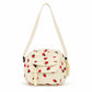 Strawberry Print Corduroy Crossbody Bag with Front Pocket and Adjustable Strap