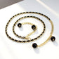 Chain Link Belt with Interwoven Detail and Hanging Bead Charms 45.5in
