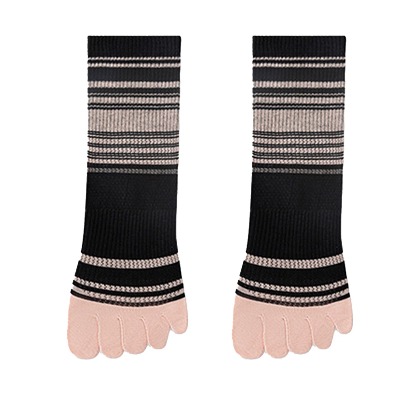 2 Pairs Women's Breathable Five-Toe Socks with Arch Support and Anti-Odor Lycra Stretch for Casual or Active Wear