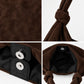 Large Suede Look Hobo Shoulder Bag with Knotted Strap and Magnetic Closure