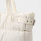 Oversized Puffer Tote Bag with Long Shoulder Straps and Side Buckle Details 13.5x14x4.5in