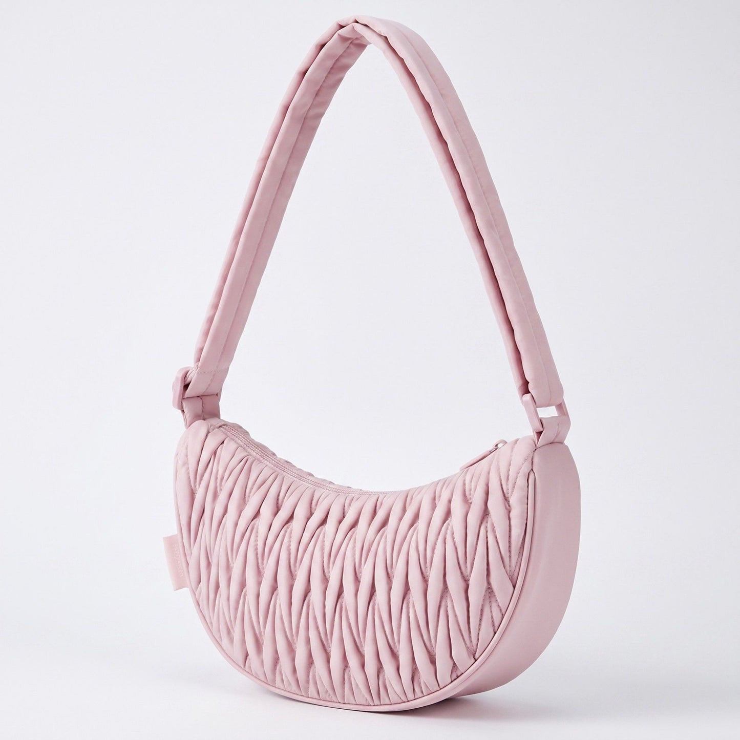 Ruched Crescent Shoulder Bag with Knotted Wide Adjustable Shoulder Strap 11.8x3.5x6.3in