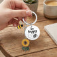 2 Pack Bee Happy Sunflower Keychain with Bee Charm Round Tag and Key Ring Bag Accessory