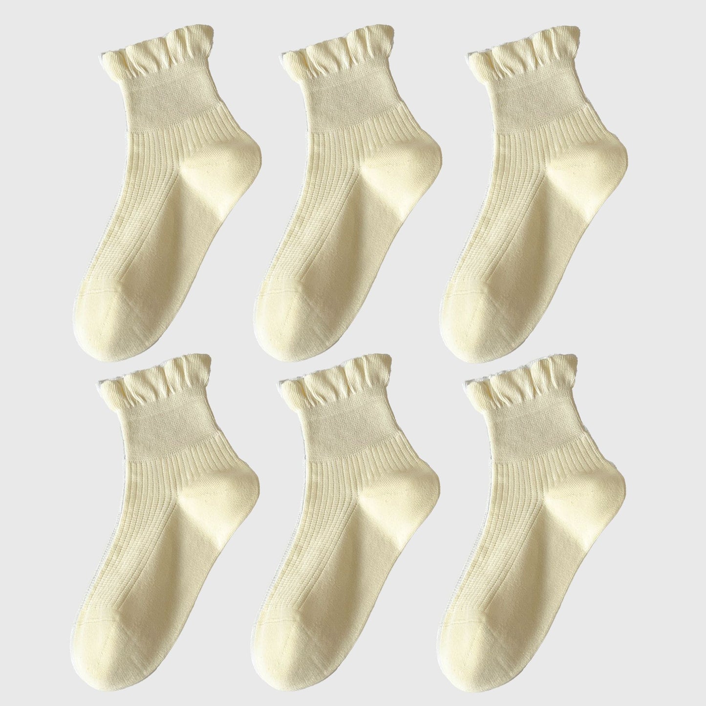 Adorable Ruffle - Cuff Ankle Socks 6Pk