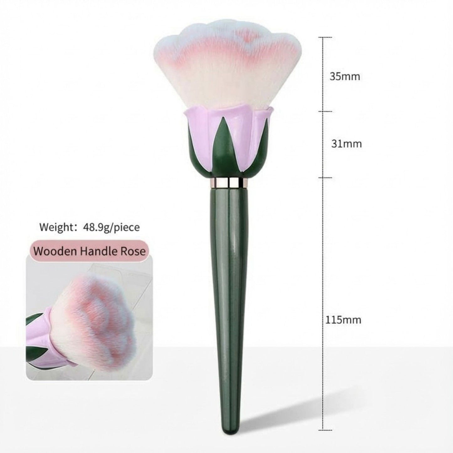Flower-Shaped Soft Face Powder Brush with Sculpted Handle and Decorative Design