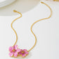 Women's Enamel Flower Pendant Necklace with Gold Chain
