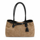 Large Suede Look Tote Bag with Double Handles Magnetic Closure and Interior Zip Pocket