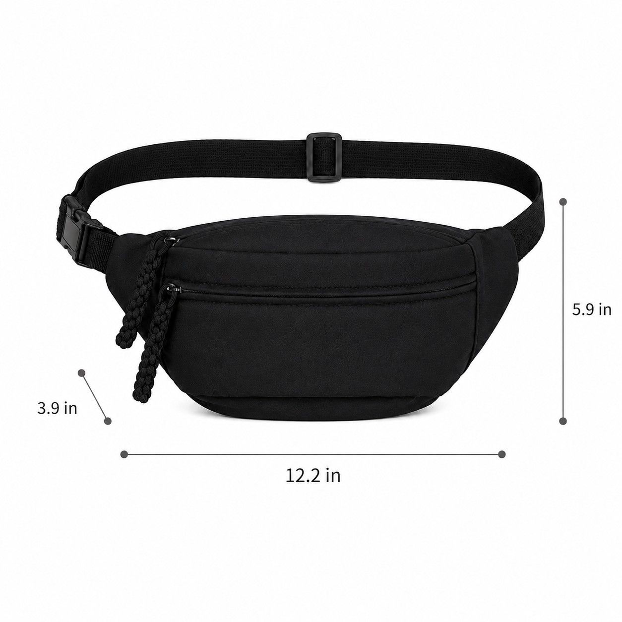 Crossbody Sling Bag with Adjustable Strap Zip Closure and Braided Pull