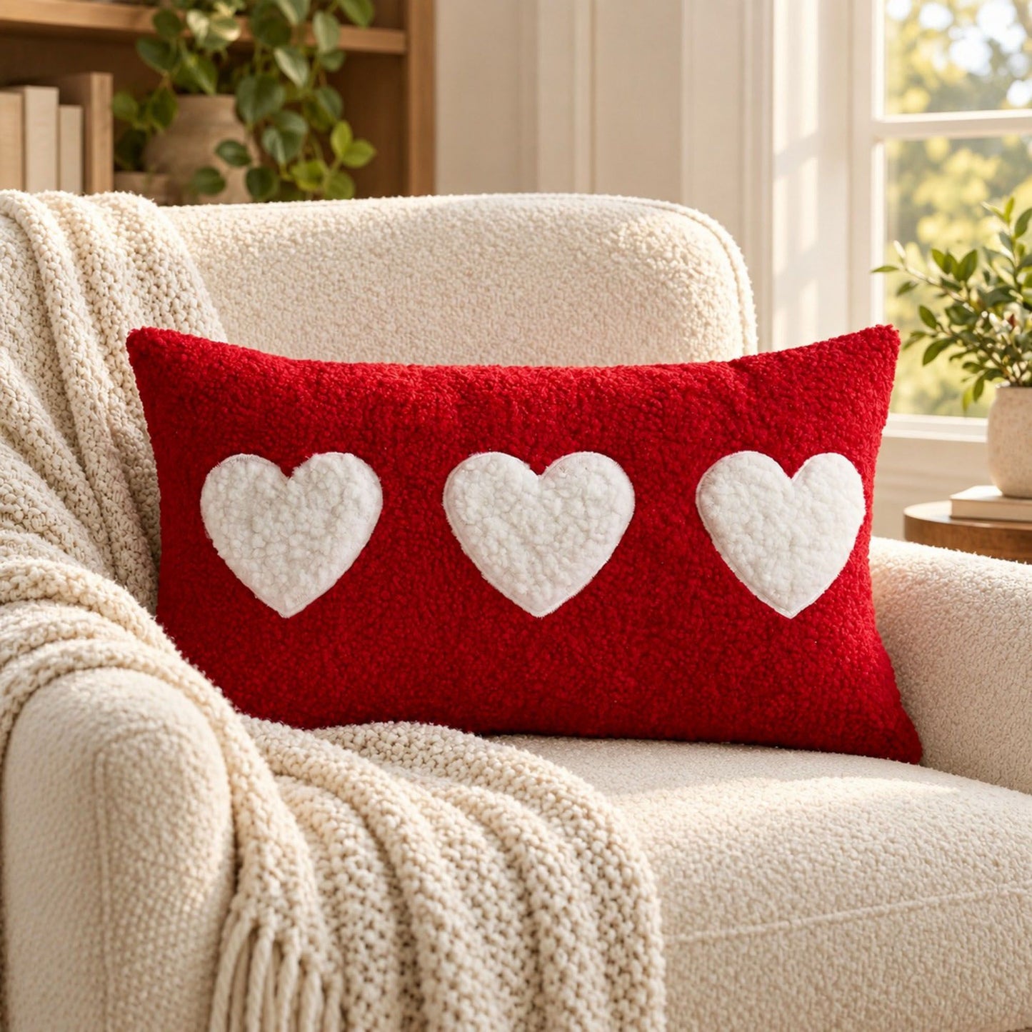 Heart Tufted Decorative Throw Pillow Cover 11.8 x 19.7 in (Single Piece)