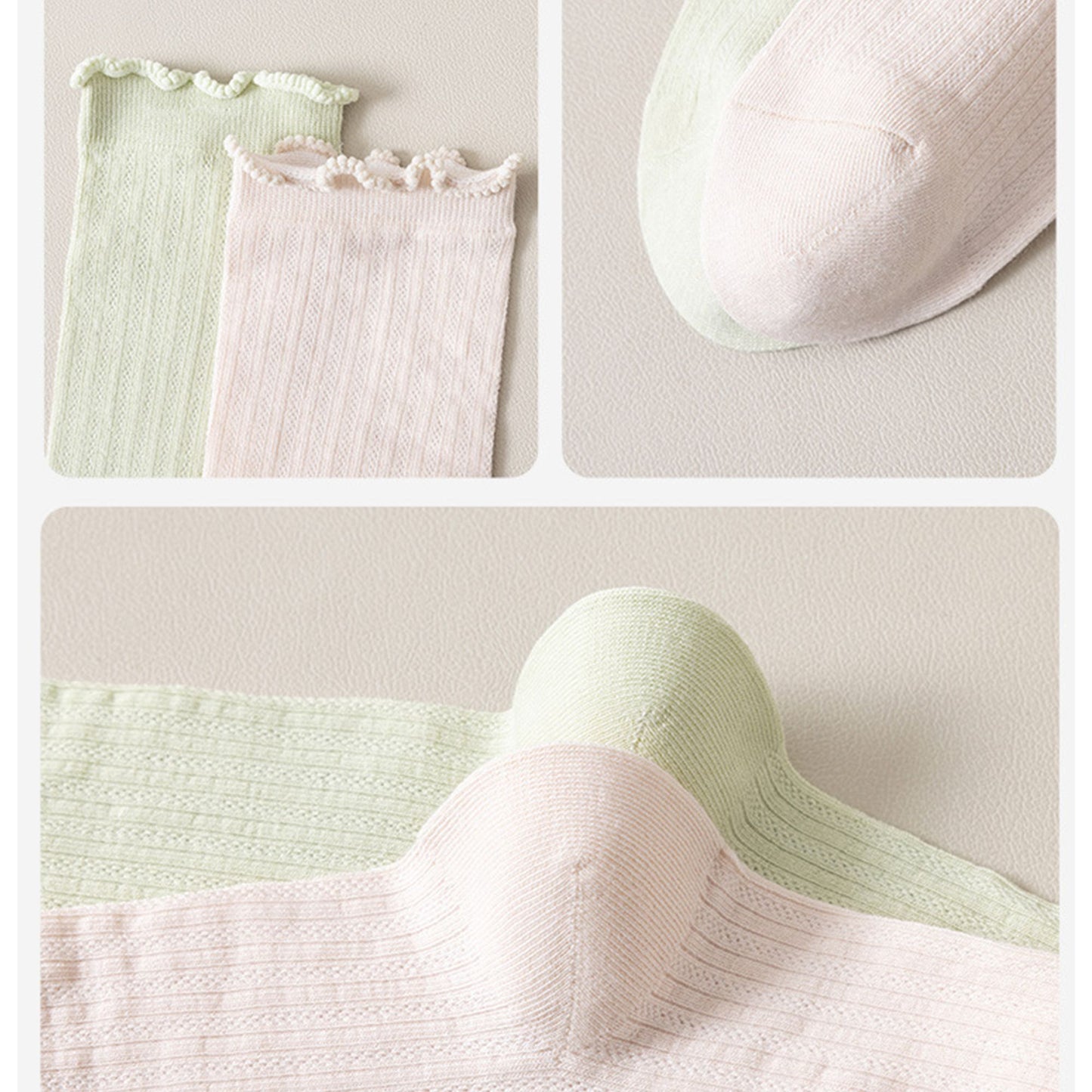 4-Pair Pack Soft Ribbed Ankle Socks with Ruffled Edge Trim Lightweight Knit Design in Multiple Color Combinations