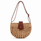 Woven Straw Crescent Crossbody Handbag with Adjustable Shoulder Strap