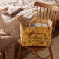 Quilted Floral Storage Basket with Handles and Front Pocket