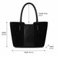 Faux Suede Tote Bag with Double Shoulder Handles Zip Closure and Interior Pockets