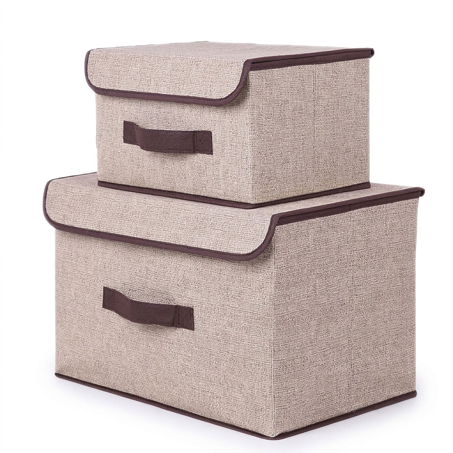 2 Piece Foldable Storage Box Set with Lids and Handles