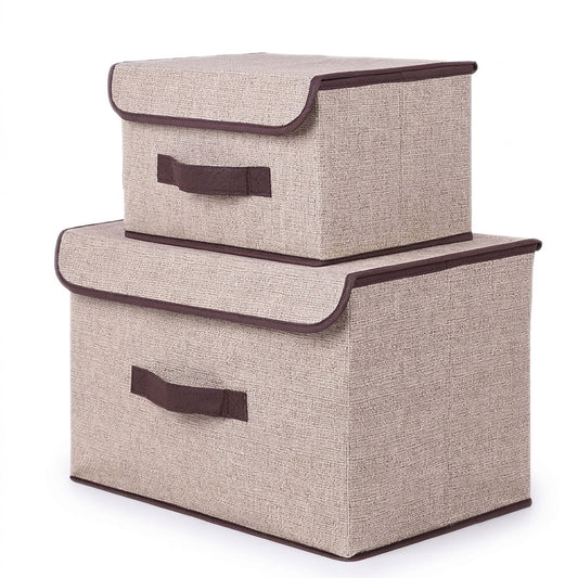 2 Piece Foldable Storage Box Set with Lids and Handles