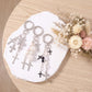Gothic Rhinestone Cross & Pearl Bag Charm Key Chain 3-Piece Set