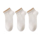 3-Pack Ribbed Ankle Socks with Contrast Color Cuffs Soft Cotton Stretch Design