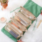 Hanging Travel Toiletry Bag with Clear Zipper Compartments and Roll-Up Organizer Design