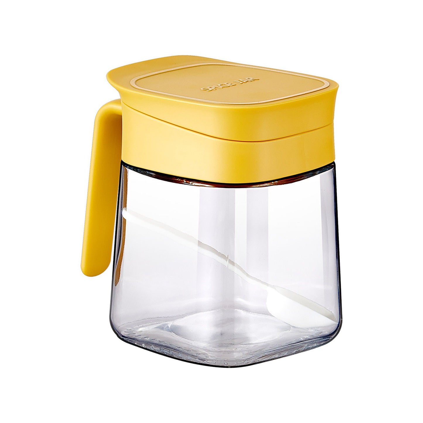 Glass Seasoning Jar with Spoon, Lid and Easy-Grip Handle