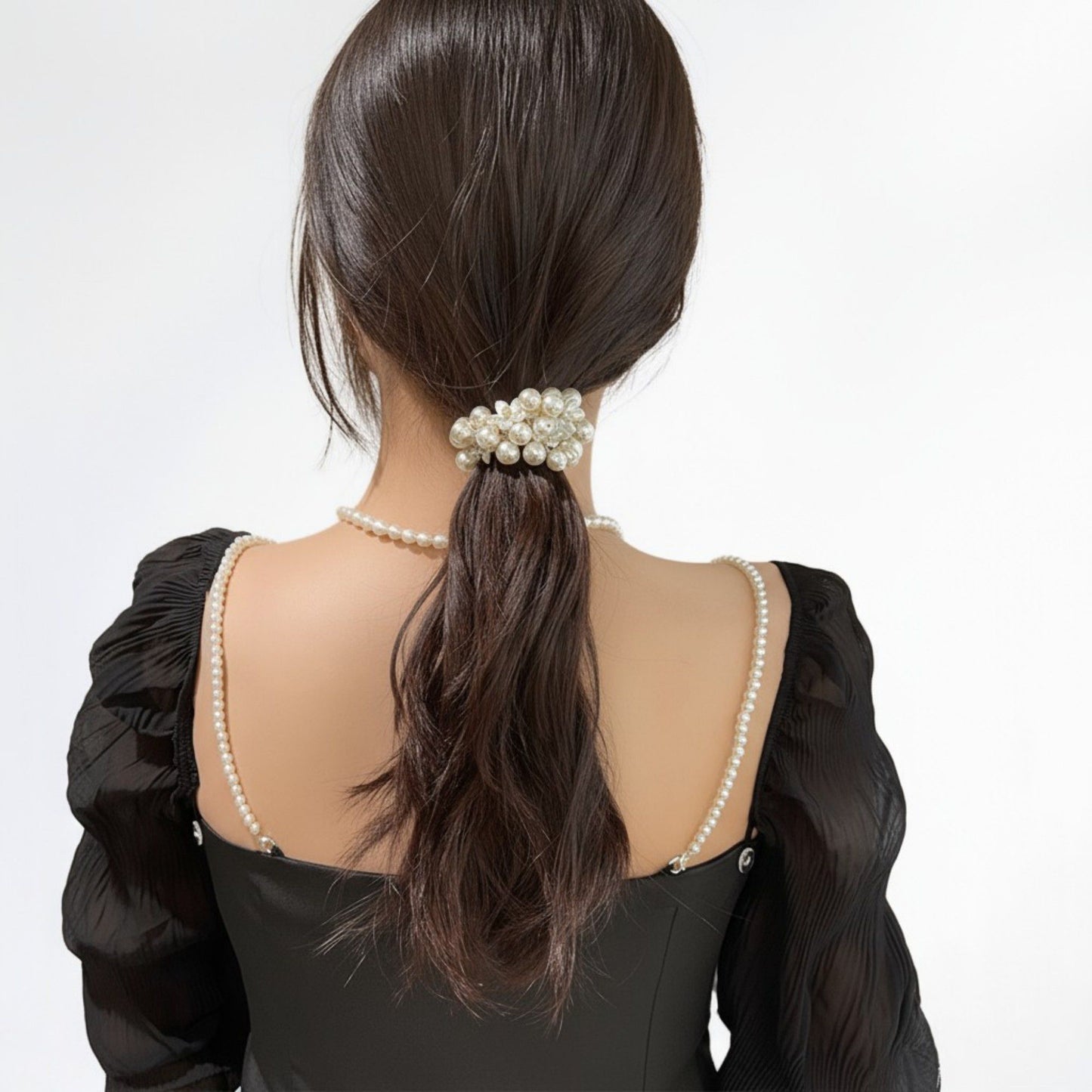 Elastic Hair Tie with Faux Pearl Bead Detailing and Stretchable Design