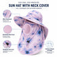 Floral Wide Brim Sun Hat with Face Cover Neck Flap and Mesh Breathing Panel