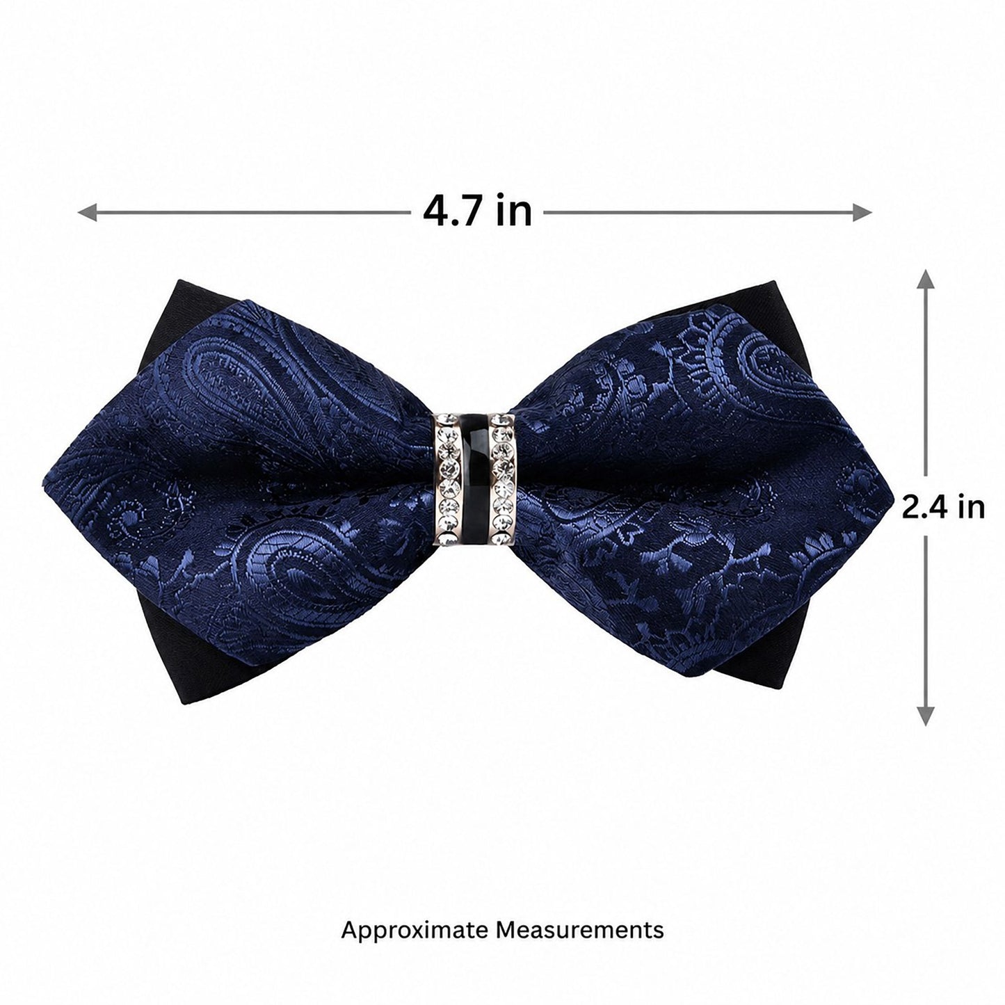 Pre Tied Paisley Bow Tie with Rhinestone Accent for Formal Wear