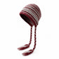 Patterned Knit Beanie with Braided Tassels