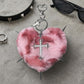 Punk Heart Faux Fur Keychain Rivet Cross Bag Charm Set