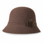 Woven Cloche Sun Hat with Floral Accent and Short Brim