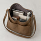 Soft Faux Leather Hobo Shoulder Bag with Front Pockets