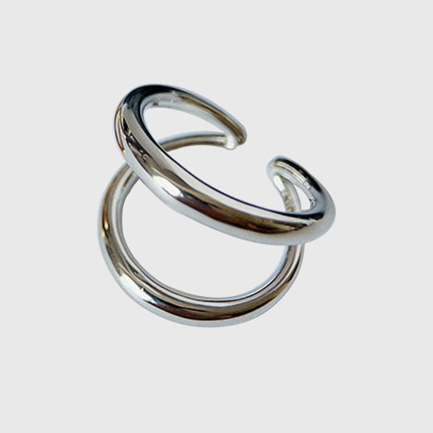 Women's Titanium Steel Double Loop Ring - Durable Hypoallergenic Statement Ring for Daily Wear