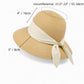 Women's Woven Floppy Sun Hat with Wide Ribbon Knot Detail and Curved Brim