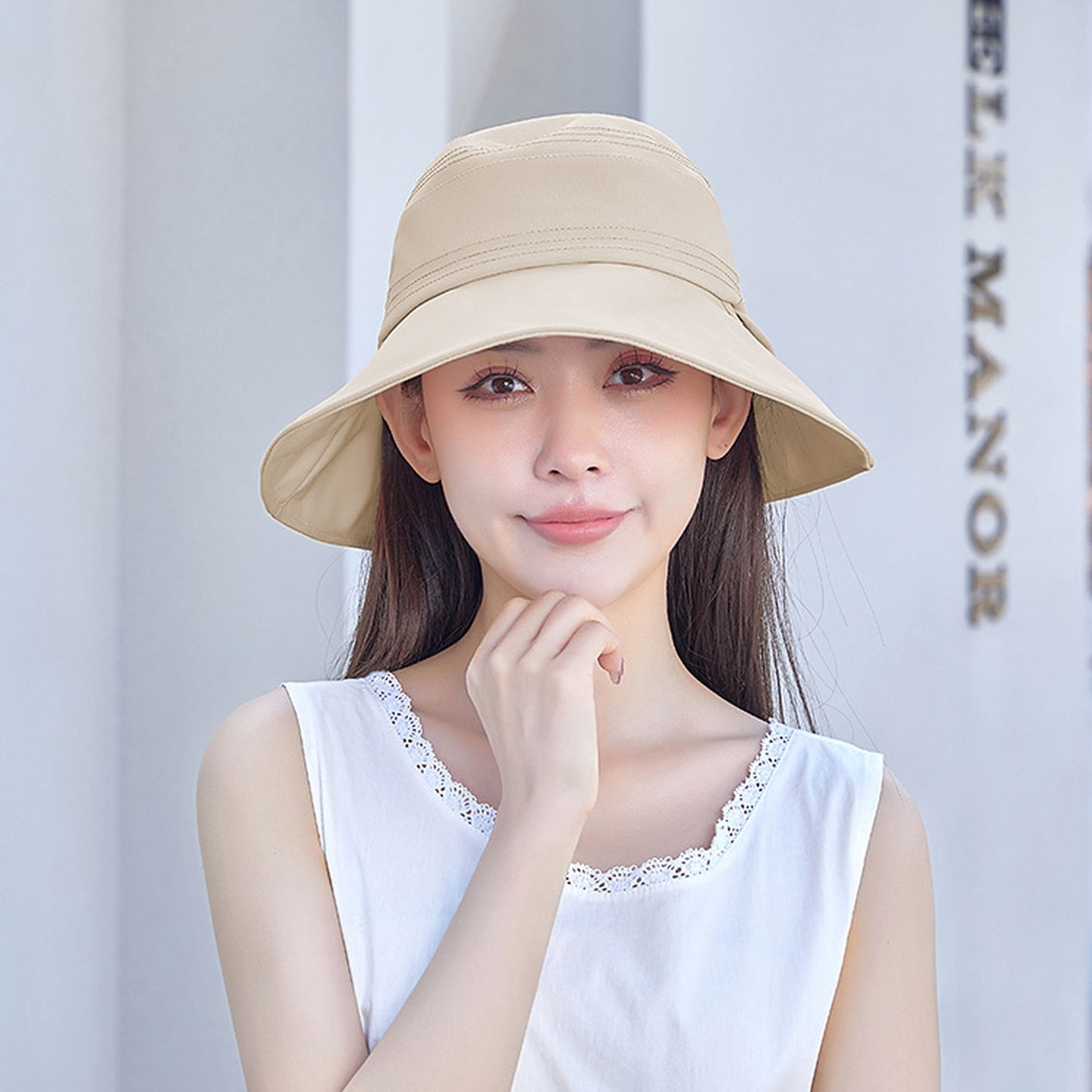 Foldable Wide - Brim Sun Hat with Bow Accent