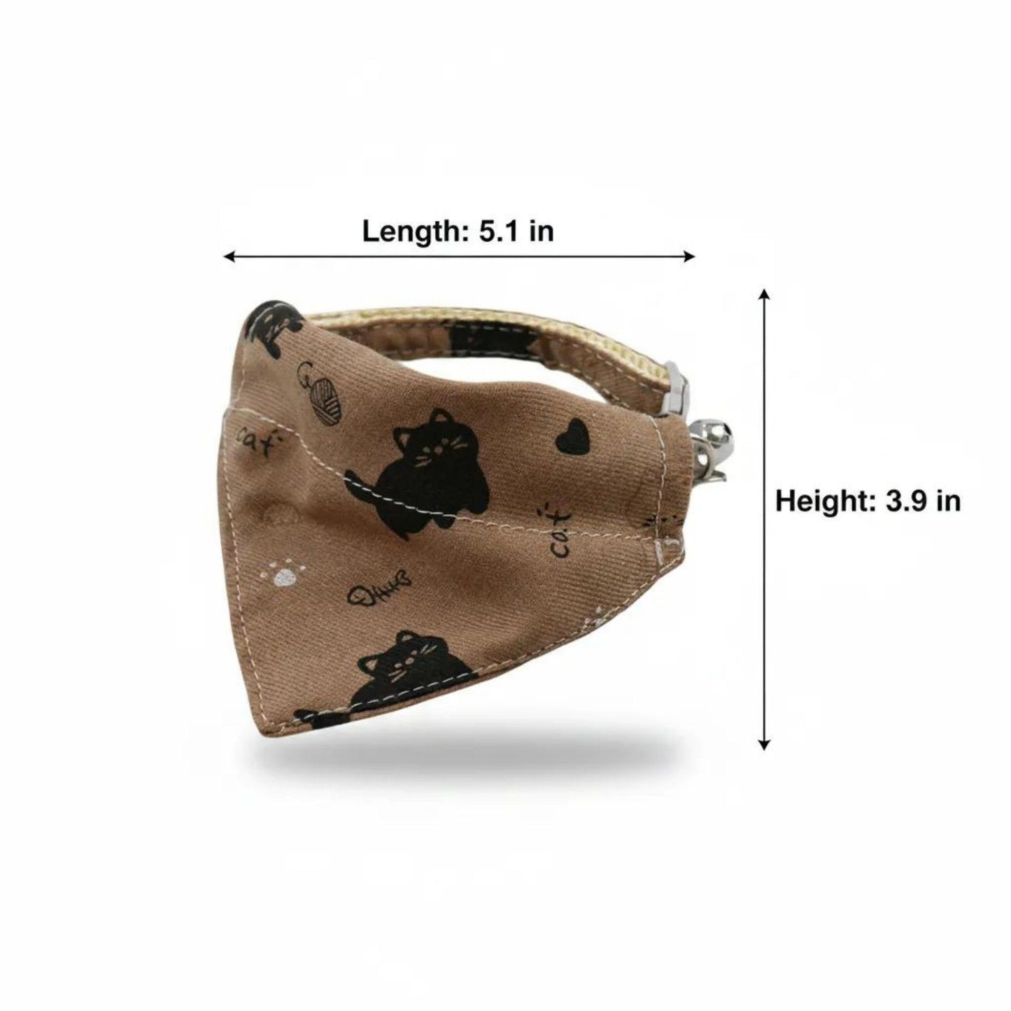 Pet Cat and Dog Bandana Collar with Bell Adjustable Cartoon Cat Print Scarf Bib