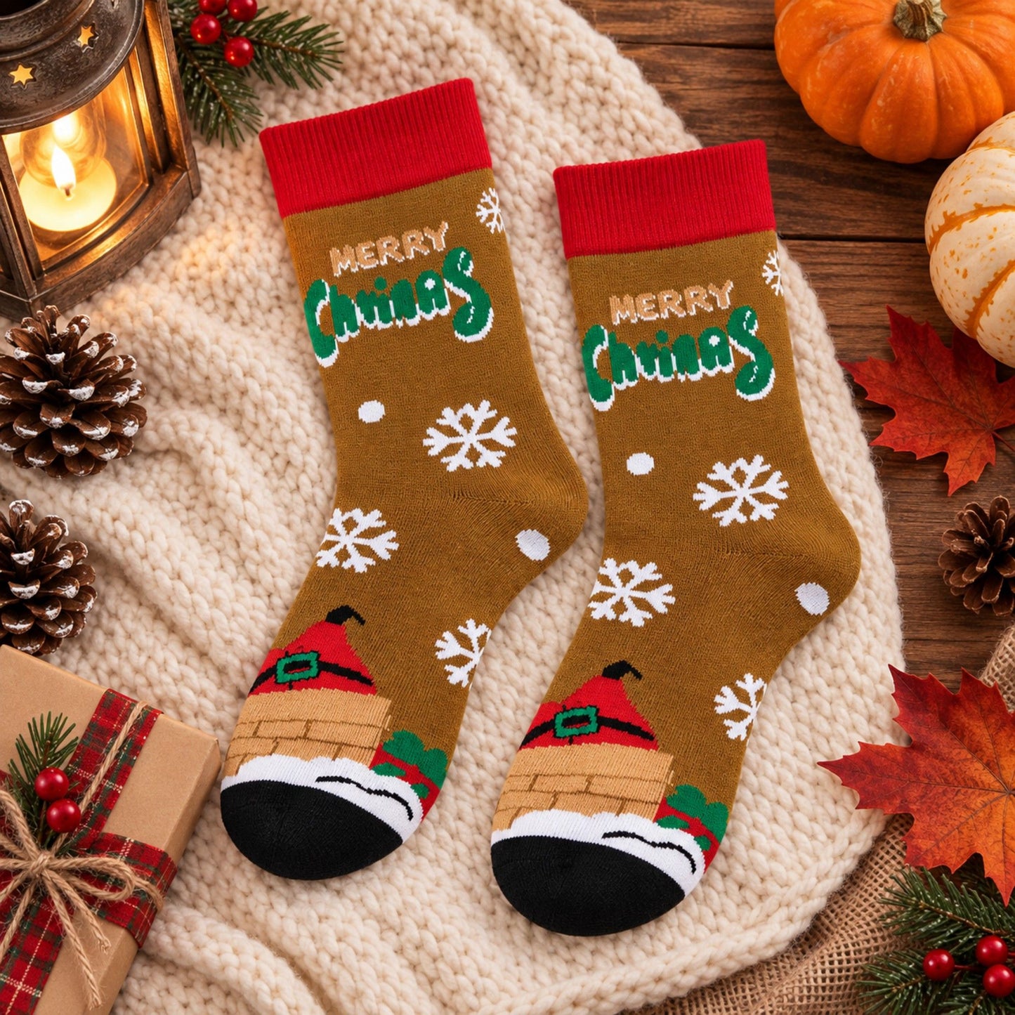 Holiday Novelty 3 Pack Crew Socks Assorted Festive Christmas Patterns