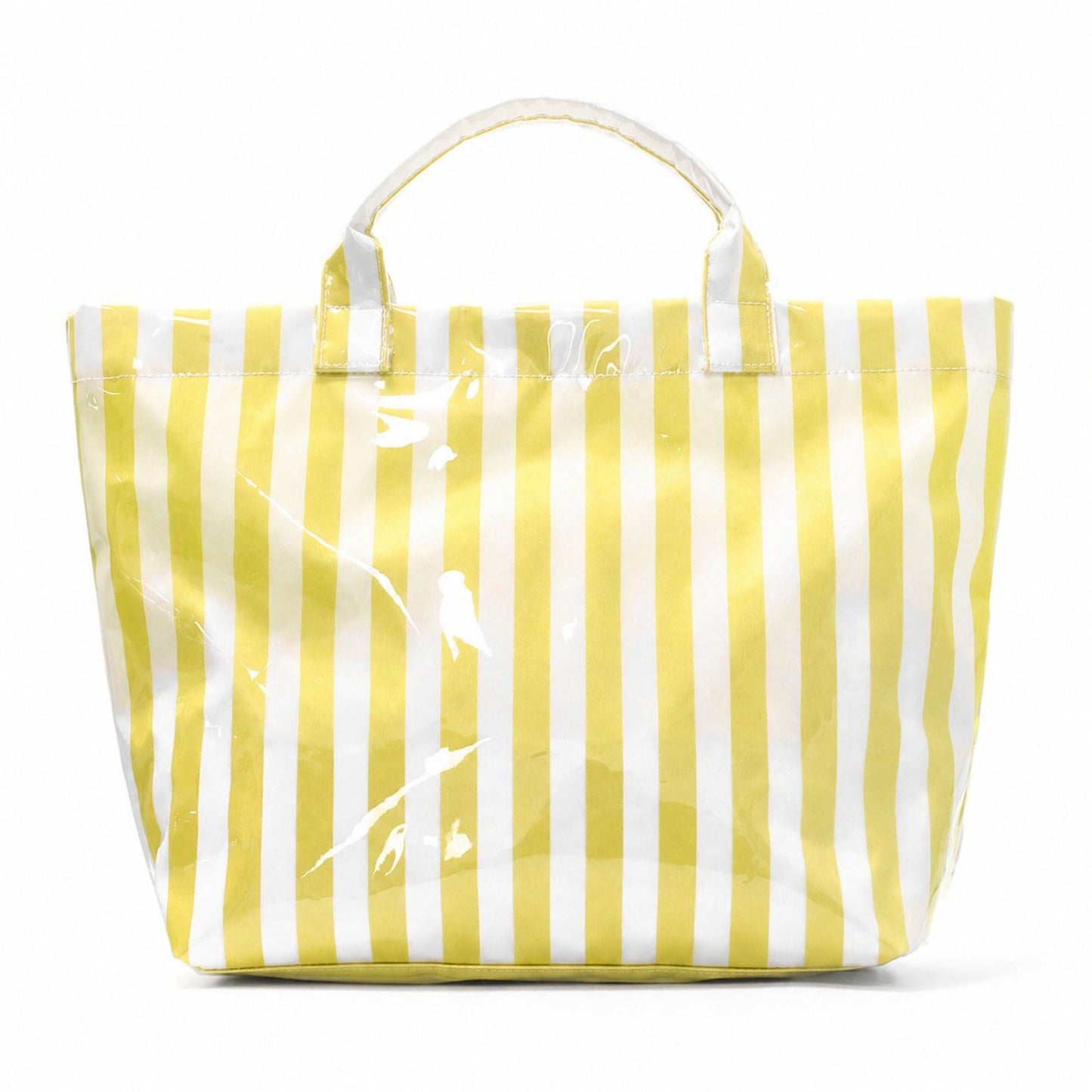 Striped Tote Bag Glossy Coated Large Capacity Shoulder Bag for Travel and Beach