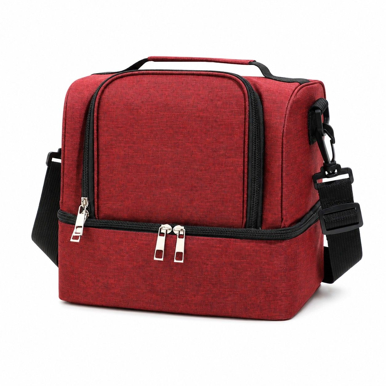 Dual Compartment Insulated Lunch Bag with Adjustable Shoulder Strap