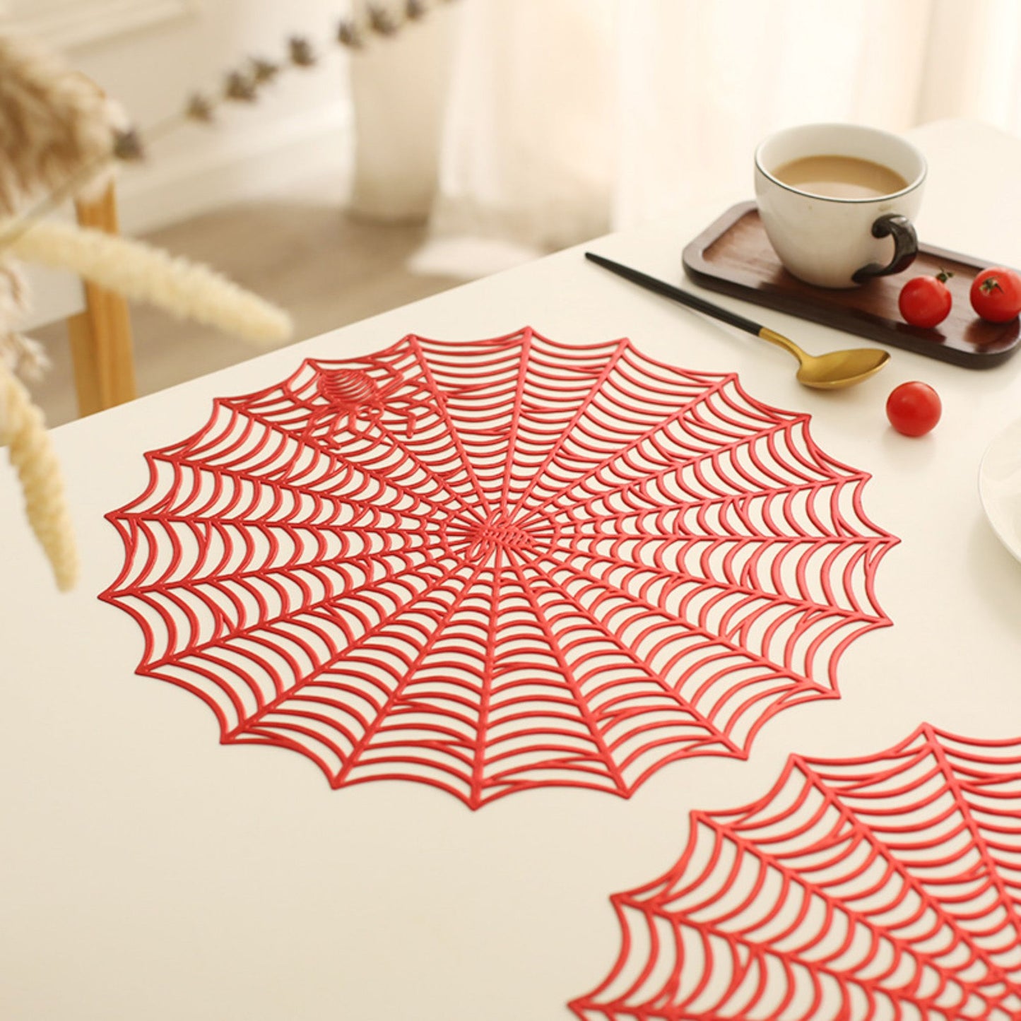Halloween Spiderweb PVC Waterproof Non-Slip Placemat