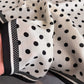 Polka Dot Satin Square Scarf with Contrasting Border Trim 27x27in