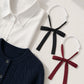 2 Pack Adjustable Pre Tied Long Ribbon Bow Ties for School Uniform Shirts