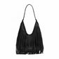 Fringe Shoulder Bag Beige Suede Look Boho Hobo Purse with Long Strap