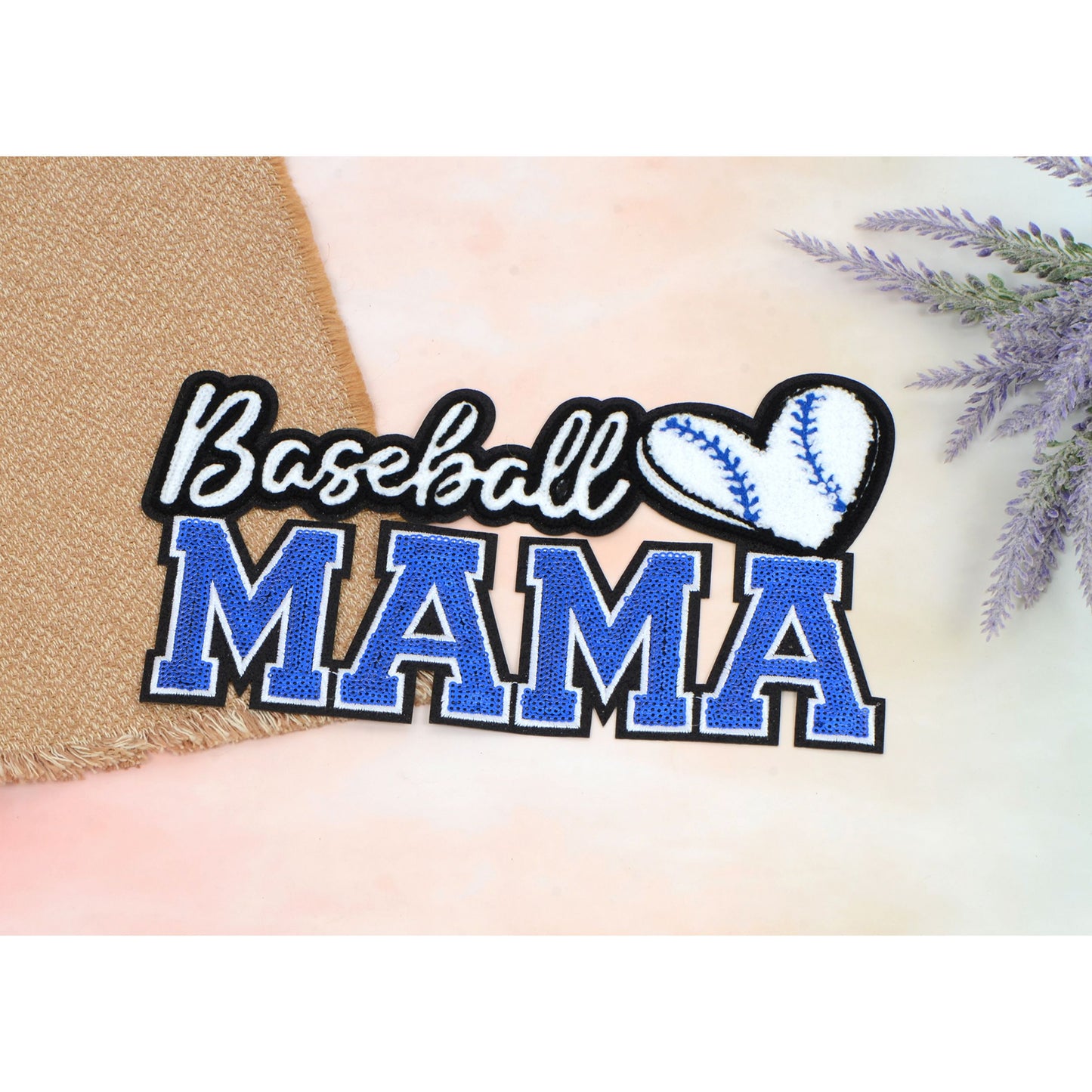 Baseball Mama Sequin Iron On Patches Game Day Applique Large Patch Accessory Clothes Jacket Uniform Backpack DIY Decor