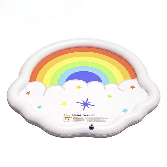 Kids Rainbow Splash Pad Sprinkler Mat with Cloud Shape