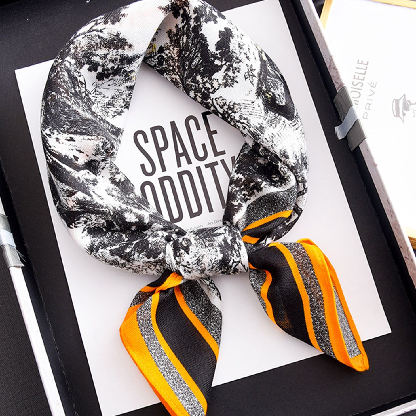 Scenic Landscape Print Square Scarf with Soft Silky Fabric Lightweight Versatile Neck and Hair Accessory
