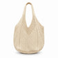 Crochet Knit Tote Bag Openwork Shoulder Bag with Heart Inspired Detail