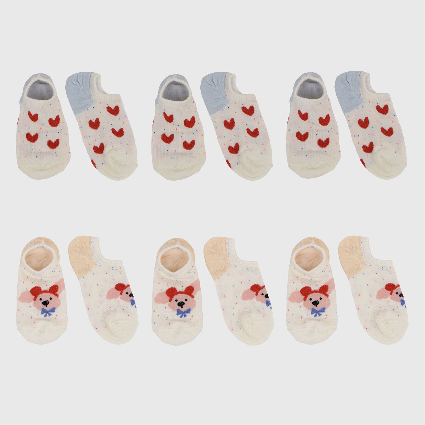 Charming No Show Socks Seamless Toe Cotton 6Pk