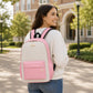 Colorblock School Backpack with Front Pocket and Adjustable Straps