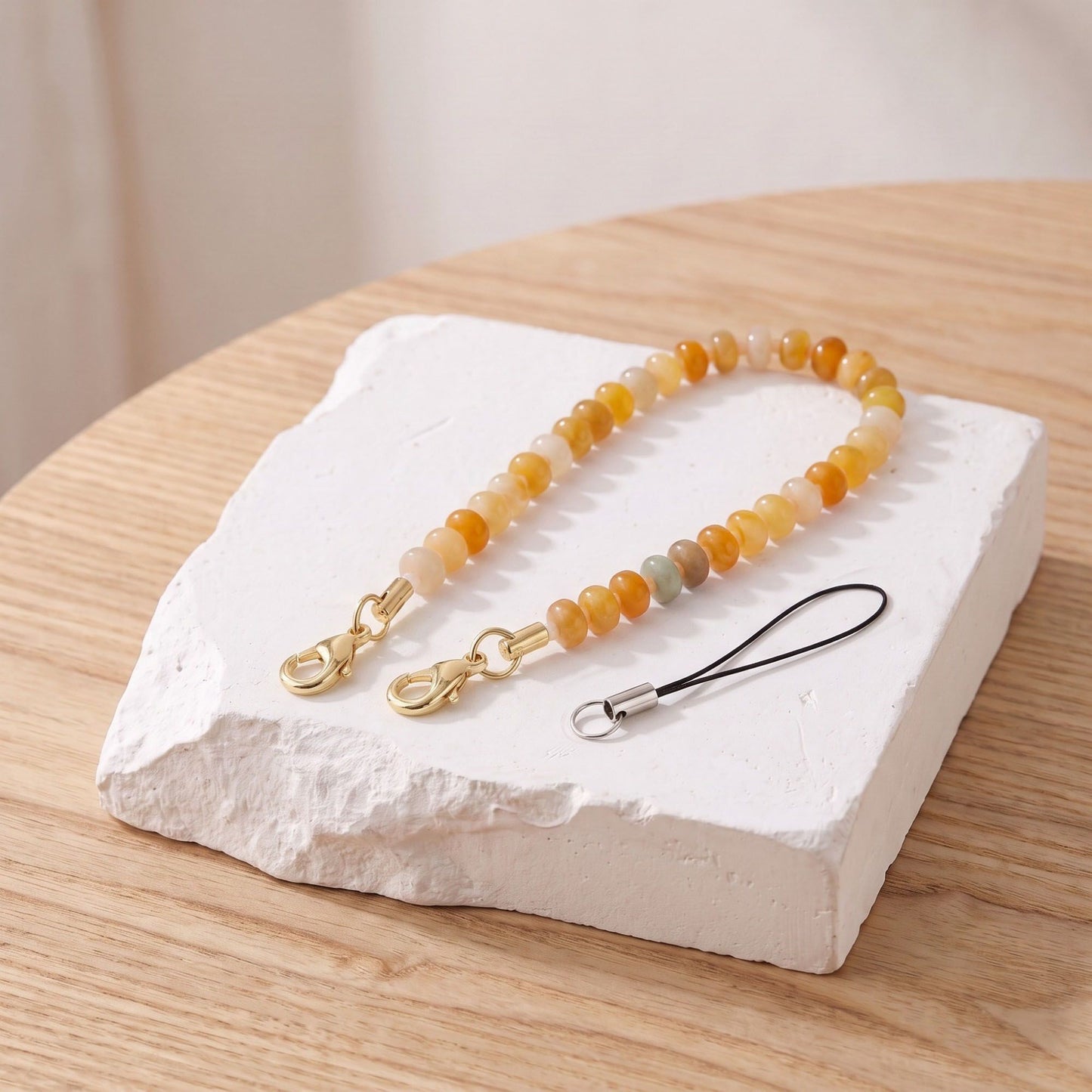 Beaded Phone Wrist Strap with Removable Clasps