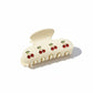 2pcs per set Cherry Print Acrylic Hair Claw Clip with Curved Design and Strong Grip